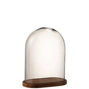 J-Line Stolp Ovaal Hout Glas Bruin Small