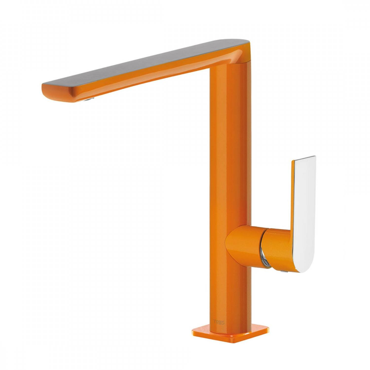 Wastafelmengkraan Tres Loft Colors 1-hendel Uitloop Recht 22 cm Rond Oranje Chroom