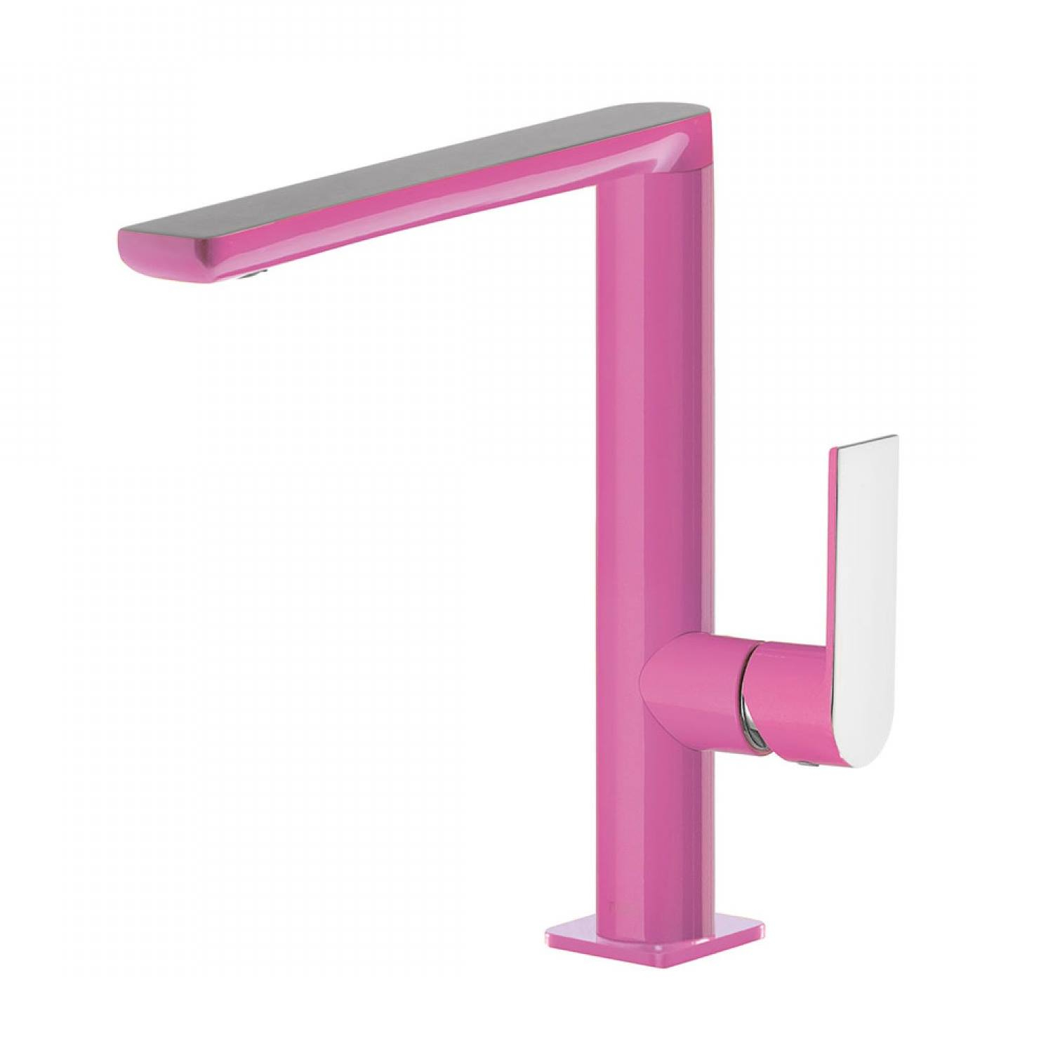 Wastafelmengkraan Tres Loft Colors 1-hendel Uitloop Recht 22 cm Rond Fuchsia Chroom