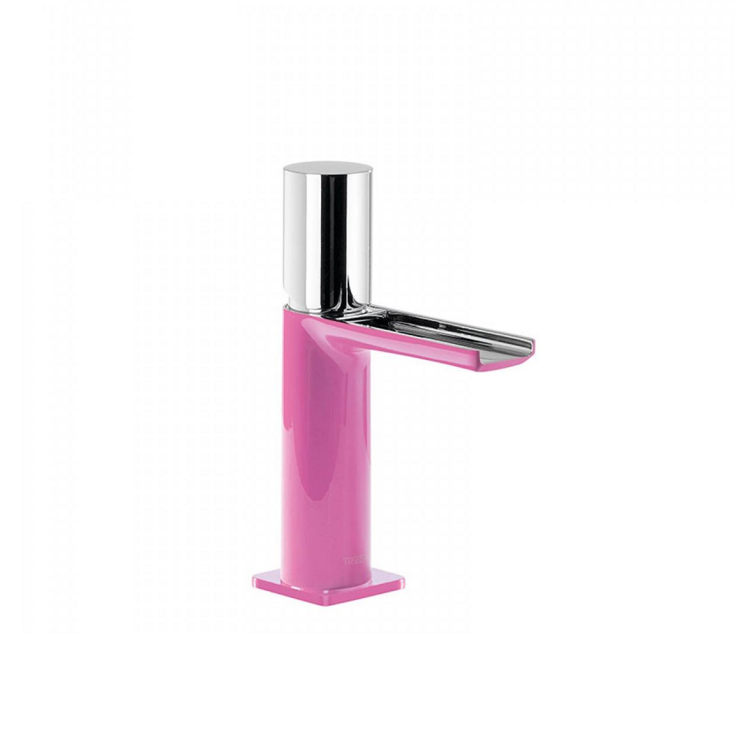 Wastafelmengkraan Tres Loft Colors 1-knop Waterval Uitloop 10.4 cm Rond Fuchsia Chroom