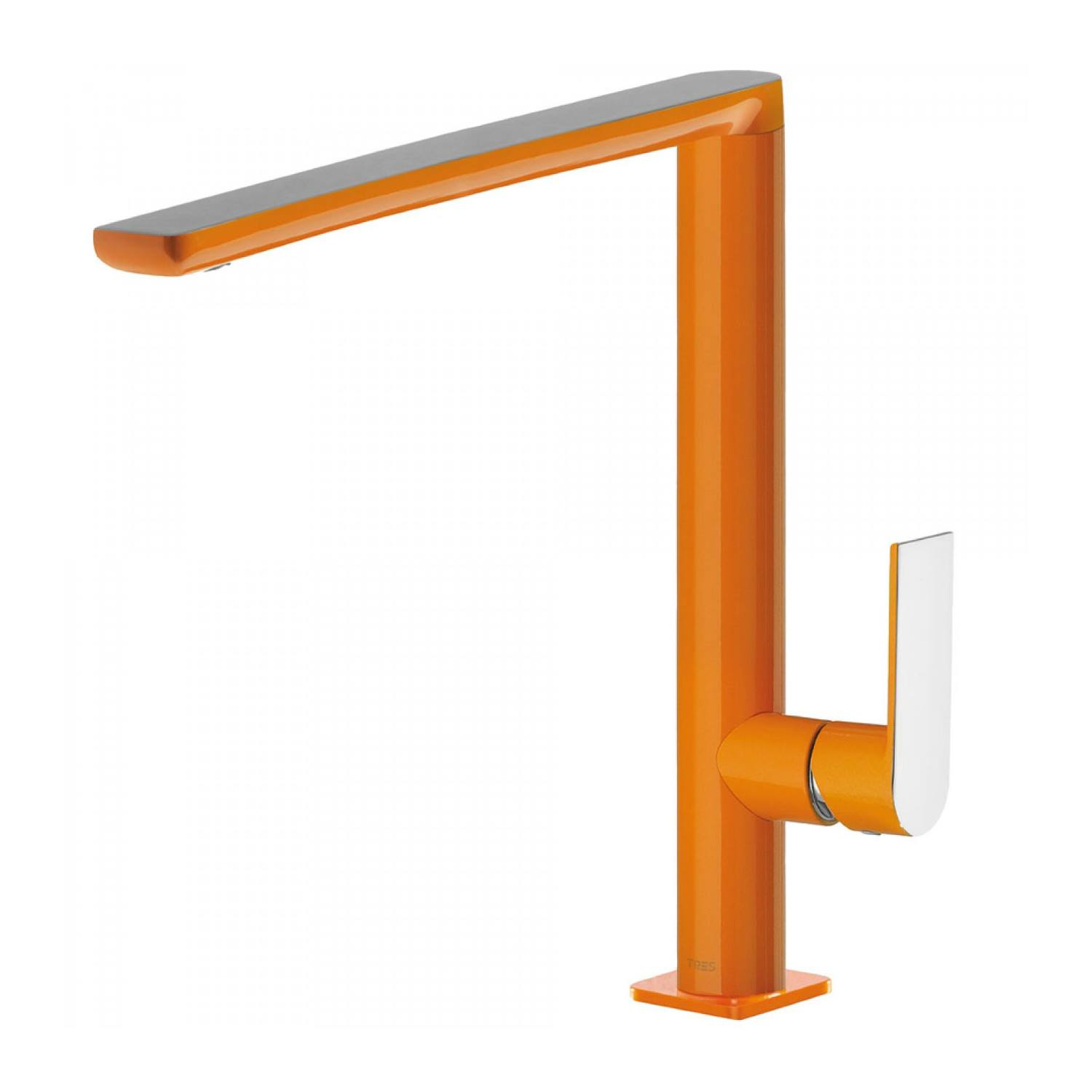 Wastafelmengkraan Tres Loft Colors 1-hendel Uitloop Recht 28.7 cm Rond Oranje Chroom