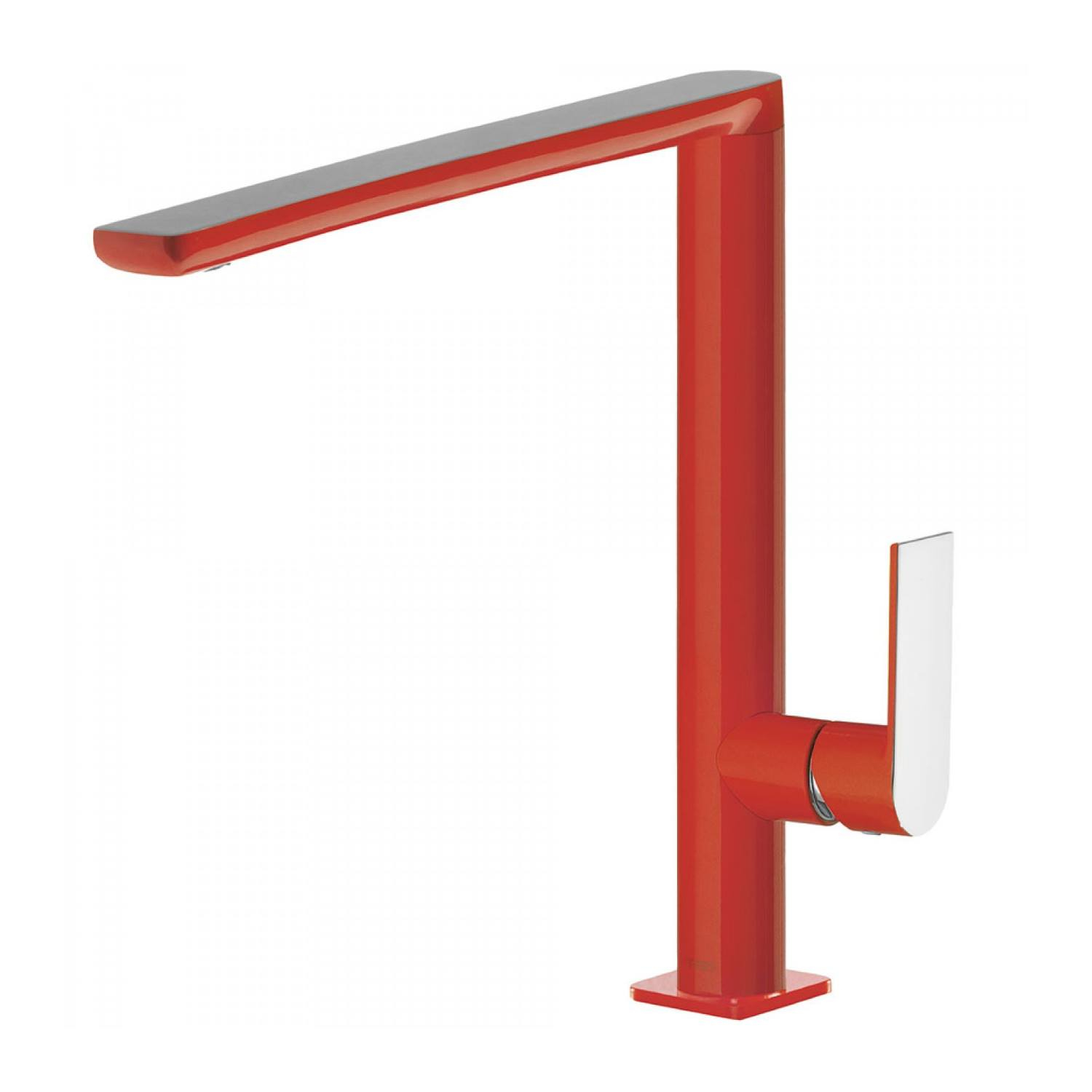 Wastafelmengkraan Tres Loft Colors 1-hendel Uitloop Recht 28.7 cm Rond Rood Chroom