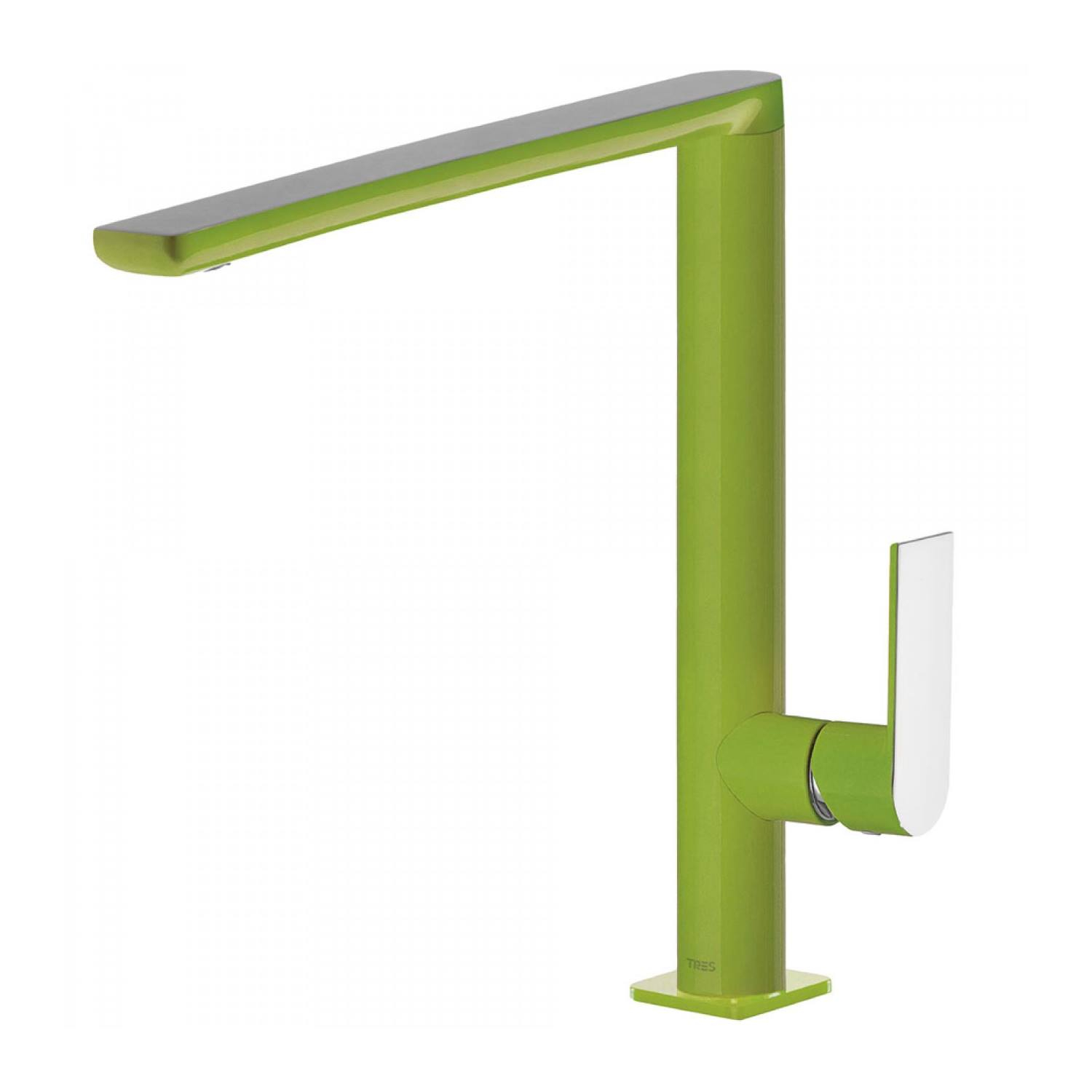 Wastafelmengkraan Tres Loft Colors 1-hendel Uitloop Recht 28.7 cm Rond Groen Chroom