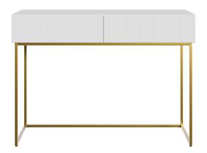 Veldio - Schminktisch mit zwei Schubladen und goldenem Metallgestell, Weiß, 110 cm - Selsey