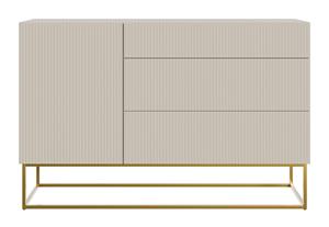 Veldio - Kommode mit 3 Schubladen, Graubeige Taupe mit goldenem Metallgestell, 90 cm breit - Selsey