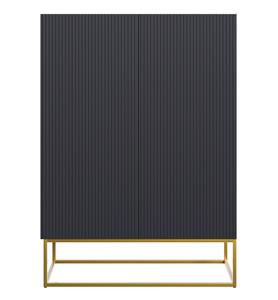 Veldio - Sideboard Kombikommode mit 3 Schubladen, Weiß mit goldenem Metallgestell, 140 cm breit - Selsey