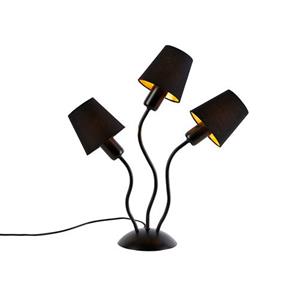 Qazqa - Design Tischlampe schwarz 3-Lichter mit Klemmkappen - Wimme - Schwarz