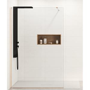 Kinedo Ekinox solo inloopdouche - 90x207 - Wandarm - 6mm helder glas - Aluminium / veiligheidsglas rosé glans pa4212rtne