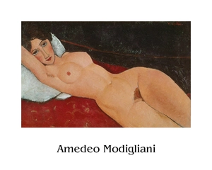 PGM Kunstdruk Amedeo Modigliani Liegender Frauenakt auf weißem Kissen 50x40cm