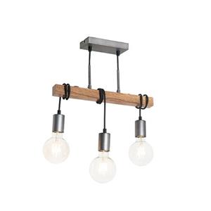 QAZQA Industriële Hanglamp Bruin Met Staal 3-lichts - Gallow