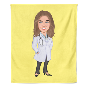 PillowBuddies Cartoon Fleecedeken Female Doctor