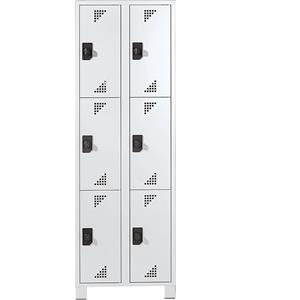 eurokraft pro Schließfachschrank, Fachhöhe 418 mm, HxBxT 1800 x 600 x 500 mm, 8 Abteile, komplett lichtgrau