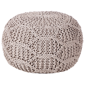 beliani Pouf Taupe aus Baumwolle Makramee 50 x 50 x 35 cm Rund Boho Stil Wohnaccessoires für Wohnzimmer Schlafzimmer Flur