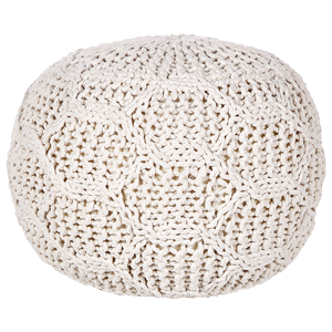 beliani Pouf Hellbeige aus Baumwolle Makramee 50 x 50 x 35 cm Rund Boho Stil Wohnaccessoires für Wohnzimmer Schlafzimmer Flur