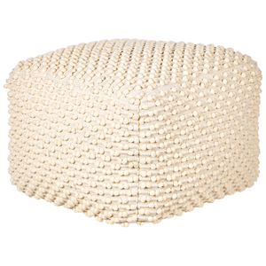 beliani Pouf Hellbeige aus Baumwolle 50 x 50 x 35 cm Quadratisch Boho Stil Wohnaccessoires für Wohnzimmer Schlafzimmer Flur