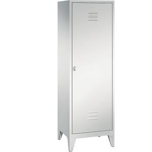C+P CLASSIC Garderobenschrank mit Füßen, Tür über 2 Abteile, 2 Abteile, Abteilbreite 300 mm, lichtgrau