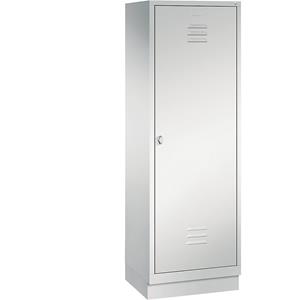 C+P CLASSIC Garderobenschrank mit Sockel, Tür über 2 Abteile, 2 Abteile, Abteilbreite 300 mm, lichtgrau