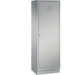 C+P CLASSIC Garderobenschrank mit Sockel, Tür über 2 Abteile, 2 Abteile, Abteilbreite 300 mm, weißaluminium