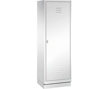 C+P CLASSIC Garderobenschrank mit Sockel, Tür über 2 Abteile, 2 Abteile, Abteilbreite 300 mm, verkehrsweiß