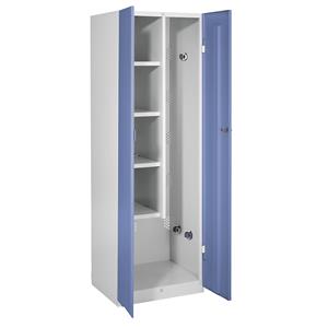 Wolf Stahlschrank, Breite 600 mm, 4 Böden, 1 Geräteabteil, Türen taubenblau