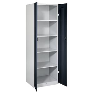 Wolf Stahlschrank, Breite 600 mm, 4 Böden, Türen tiefschwarz