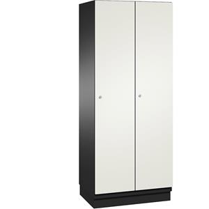 C+P CAMBIO Garderobenschrank mit HPL-Türen, 2 Abteile, Korpus schwarzgrau / Tür weiß, Breite 800 mm