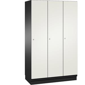 C+P CAMBIO garderobekast met HPL-deuren, 3 vakken, kastframe zwartgrijs / deur wit, breedte 1200 mm