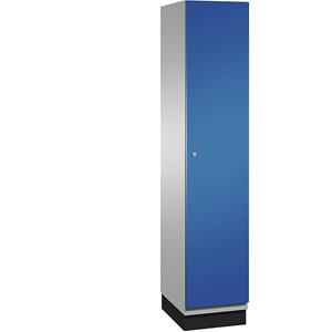 C+P CAMBIO garderobekast met plaatstalen deuren, 1 vak, breedte 400 mm, kastframe blank aluminiumkleurig / deur gentiaanblauw
