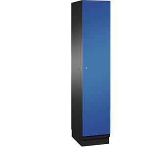 C+P CAMBIO garderobekast met plaatstalen deuren, 1 vak, breedte 400 mm, kastframe zwartgrijs / deur gentiaanblauw