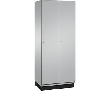 C+P CAMBIO Garderobenschrank mit Stahlblech-Türen, 2 Abteile, Breite 800 mm, Korpus weißaluminium / Tür weißaluminium