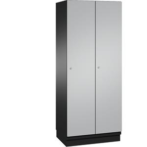 C+P CAMBIO Garderobenschrank mit Stahlblech-Türen, 2 Abteile, Breite 800 mm, Korpus schwarzgrau / Tür weißaluminium