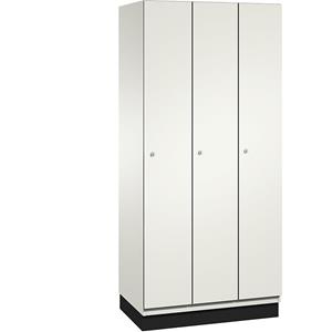 C+P CAMBIO Garderobenschrank mit Stahlblech-Türen, 3 Abteile, Breite 900 mm, Korpus reinweiß / Tür reinweiß