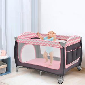 Coast 3-in-1 babybed draagbaar reisbed met speelgoedstaaf 125 x 65 x 76 cm roze