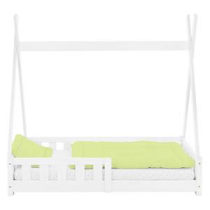 Kinderbett Tipi mit Rausfallschutz und Lattenrost, 70x140 cm, Weiß - Ml-design