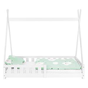 ML-Design Kinderbett Tipi mit Lattenrost, 80x160 cm, Weiß, aus Kiefernholz, Indianer Bett für Mädchen & Jungen, Hausbett mit Zaun, Kinderhaus
