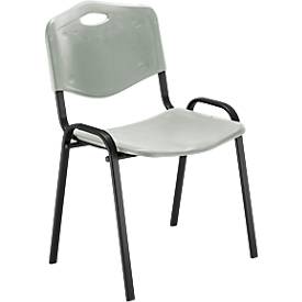 NowyStyl Bezoekersstoel, H 470 mm x B 460 mm x D 410 mm, kunststof, met stalen frame, anti-kras voetjes, stapelbaar, zwart-grijs