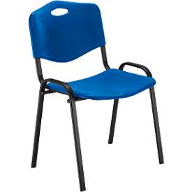 NowyStyl Bezoekersstoel, H 470 mm x B 460 mm x D 410 mm, kunststof, met stalen frame, anti-kras voetjes, stapelbaar, zwart-blauw