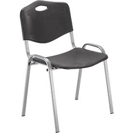 NowyStyl Bezoekersstoel, H 470 mm x B 460 mm x D 410 mm, kunststof, met stalen frame, anti-kras voetjes, stapelbaar, aluminium zilver antraciet