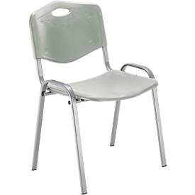 NowyStyl bezoekersstoel, H 470 mm x B 460 mm x D 410 mm, kunststof, met stalen frame, anti-kras voetjes, stapelbaar, aluminium grijs