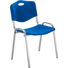 NowyStyl Bezoekersstoel, H 470 mm x B 460 mm x D 410 mm, kunststof, met stalen frame, anti-kras voetjes, stapelbaar, aluminium blauw