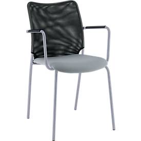 Vierpoot stoel Sun, met armleuningen, aluminium zilver/grijs