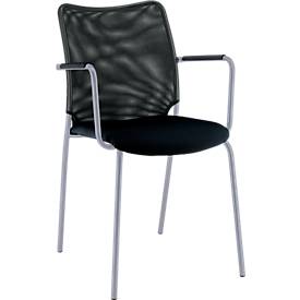 Vierfuß-Stuhl Sun, mit Armlehnen, alusilber/schwarz