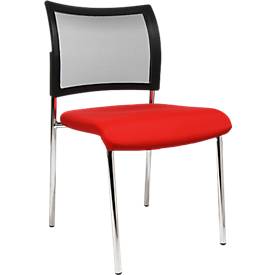 Topstar Bezoekersstoel, 4-poot, gaas, zonder armleuningen, set van 2, rood