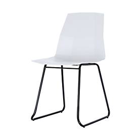 Paperflow CUBE-schaalstoel, gelakt staal, kunststof zitschaal, zithoogte 460 mm, set van 2, wit