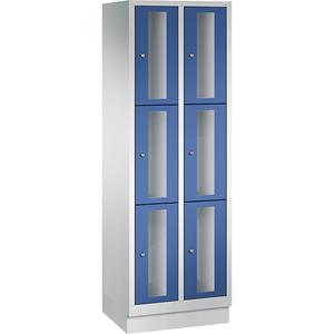 C+P CLASSIC Fächerschrank, Fachhöhe 510 mm, mit Sockel, 6 Fächer, Breite 610 mm, Tür enzianblau