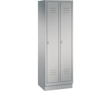 C+P Opbergkast CLASSIC met sokkel, 2 afdelingen, afdelingsbreedte 300 mm, blank aluminiumkleurig