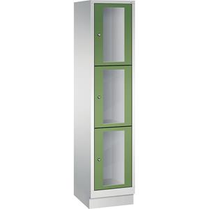 C+P CLASSIC Fächerschrank, Fachhöhe 510 mm, mit Sockel, 3 Fächer, Breite 420 mm, Tür resedagrün