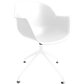 Paperflow Maanschaalstoel, set van 2, B 600 x D 575 x H 830 mm, 360° draaibaar, polypropyleen & staal, gelakt, wit