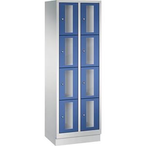 C+P CLASSIC Fächerschrank, Fachhöhe 375 mm, mit Sockel, 8 Fächer, Breite 610 mm, Tür enzianblau