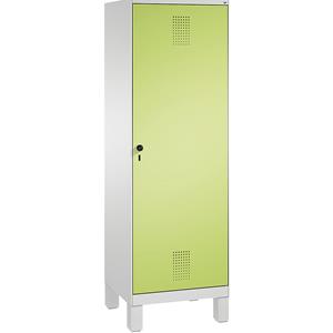 C+P EVOLO Garderobenschrank, Tür über 2 Abteile, mit Füßen, 2 Abteile, 1 Tür, Abteilbreite 300 mm, lichtgrau / viridingrün